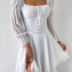 Shein White Peasant Style Dress